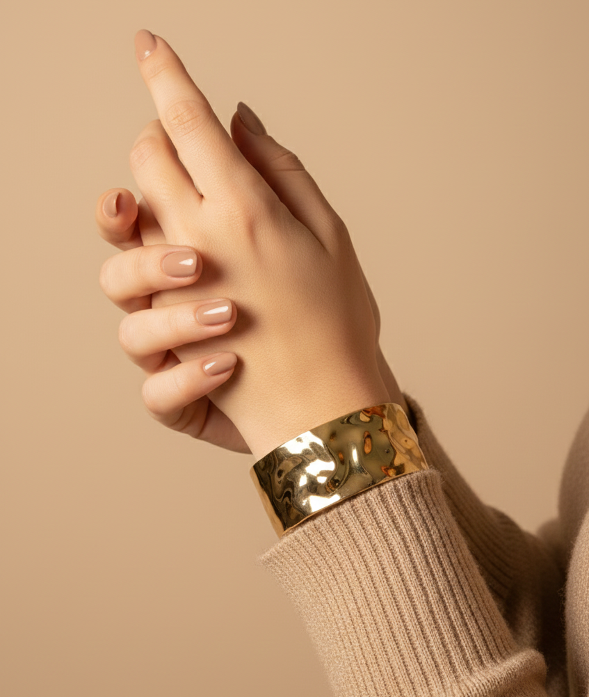 SOLARA · Pulseira Dourada Texturizada (Aço Inoxidável)