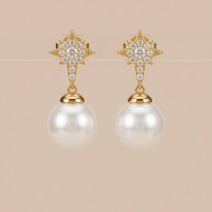 Brincos Lumière Perle Étoile